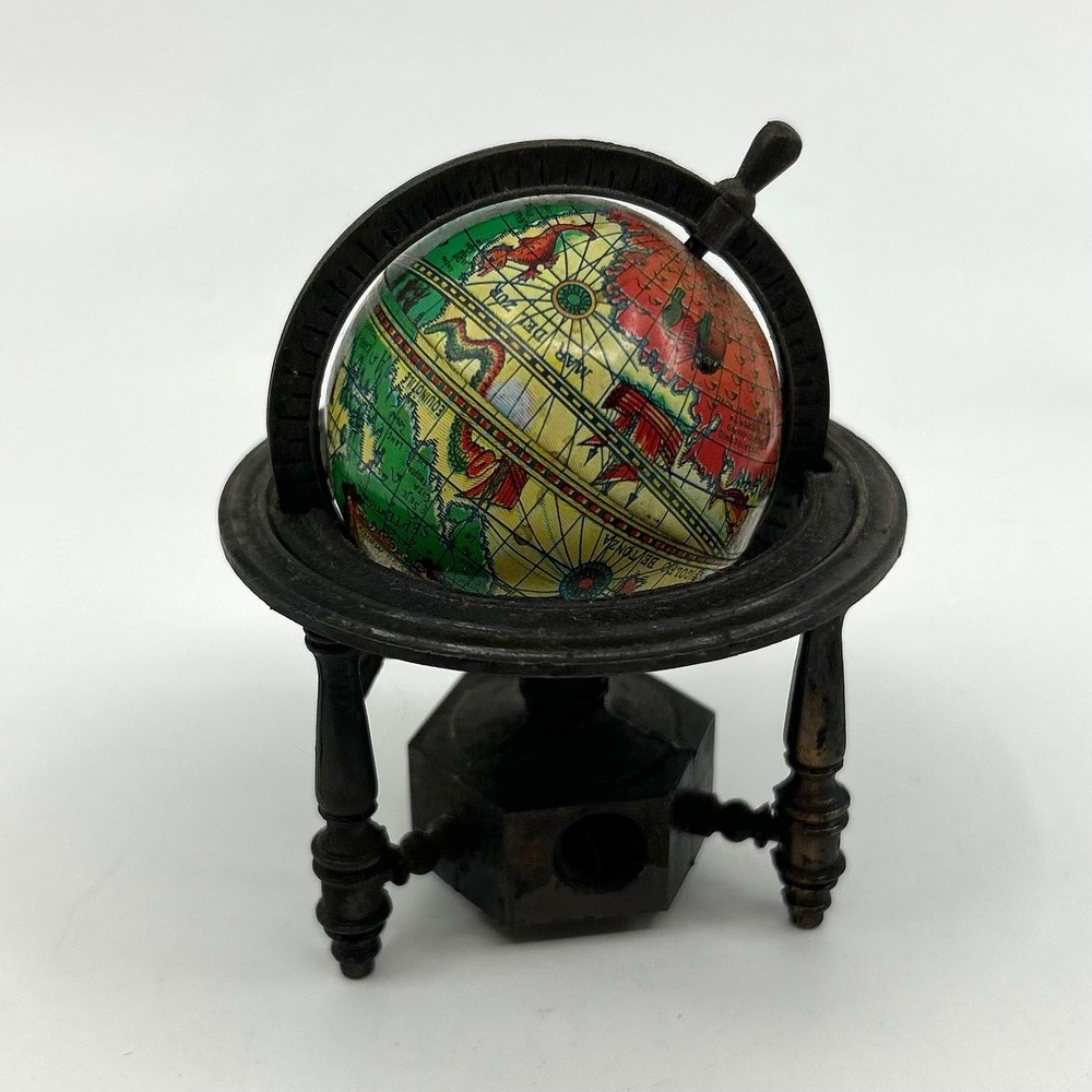 Vintage Sharpener Globe Miniature Figurine Mini Trinket Cottagecore Office Shelf